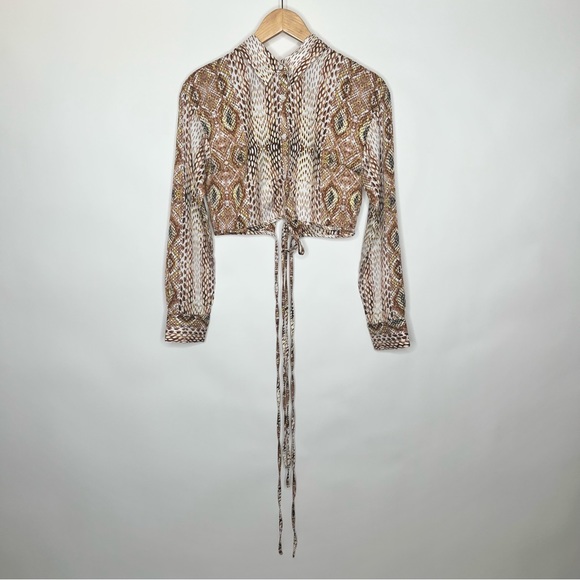 RIVIR 2 PC SET BLOUSE & SKIRT STRINGS MEDIUM MULTI COLOR FAUX SNAKESKIN - Picture 4 of 10